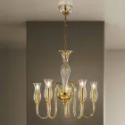 5 Lights Chandelier Handmade in Italy in Venetian Glass - Vittoria Viadurini