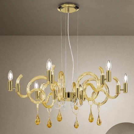 6 Light Handmade Venice Glass Chandelier Made in Italy - Bernadette Viadurini