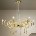 6 Light Handmade Venice Glass Chandelier Made in Italy - Bernadette