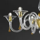 6 Light Handmade Venetian Glass Chandelier, Made in Italy - Margherita Viadurini