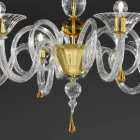 6 Light Handmade Venetian Glass Chandelier, Made in Italy - Margherita Viadurini