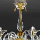 6 Light Handmade Venetian Glass Chandelier, Made in Italy - Margherita Viadurini