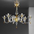 6 Lights Venetian Glass Chandelier Handmade, Made in Italy - Margherita