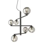 6 Lights Chandelier in Painted Metal with Glass Diffusers - Lido Viadurini