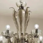 6 Light Venetian Glass Chandelier, Handmade in Italy - Regina Viadurini