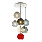 7 Lights Chandelier in Hand Blown Venice Glass - Bubbles Balloton Viadurini