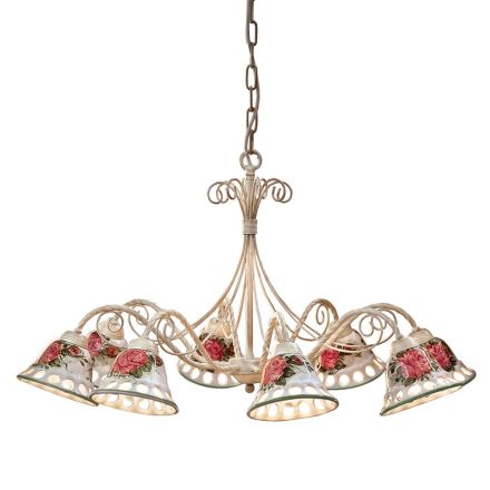 Handmade Ceramic 8 Lights Chandelier with Passanastri - Naples Viadurini