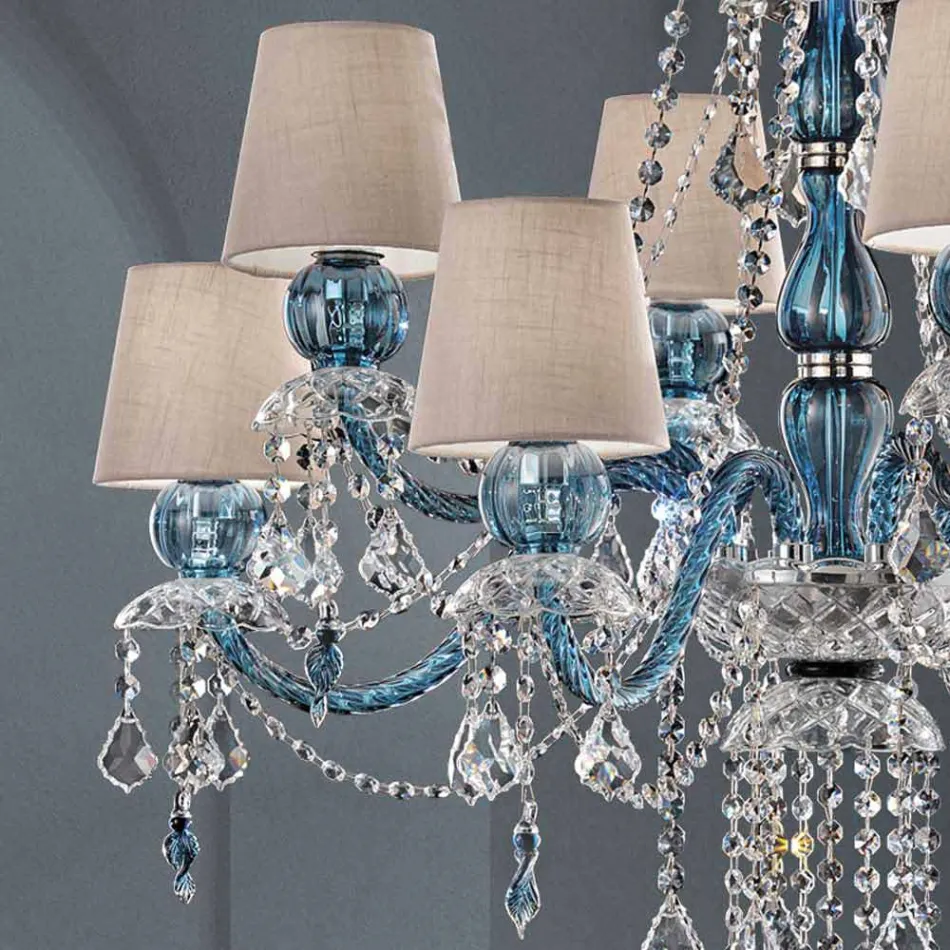 8 Lights Chandelier in Venetian Glass Handmade, Made in Italy - Milagros Viadurini