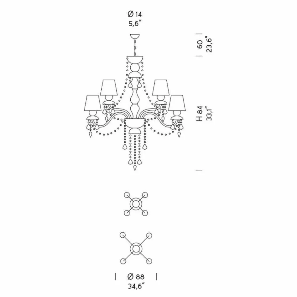 8 Lights Chandelier in Venetian Glass Handmade, Made in Italy - Milagros Viadurini