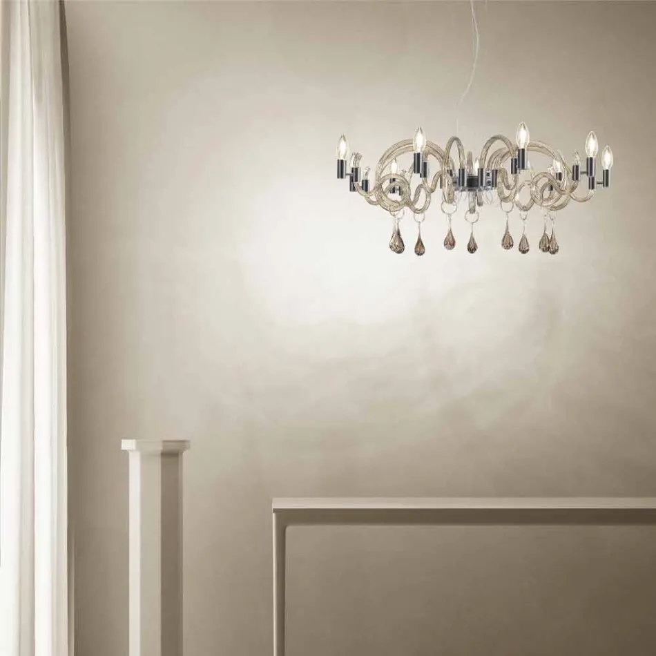 9 Light Handmade Venice Glass Chandelier Made in Italy - Bernadette Viadurini