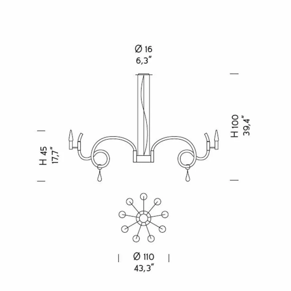 9 Light Handmade Venice Glass Chandelier Made in Italy - Bernadette Viadurini