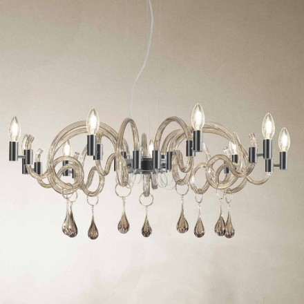9 Light Handmade Venice Glass Chandelier Made in Italy - Bernadette Viadurini