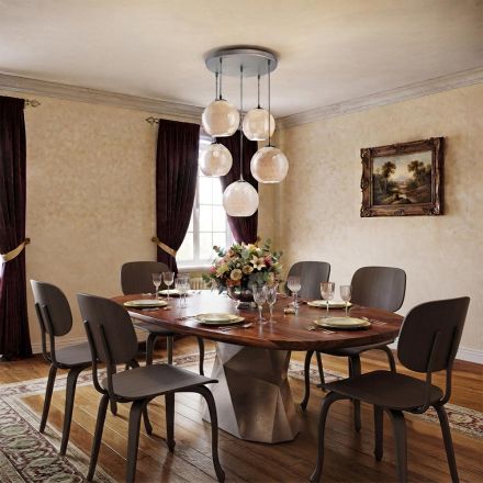 Five-Dome Venetian Glass Chandelier Made in Italy - Lucilla Viadurini