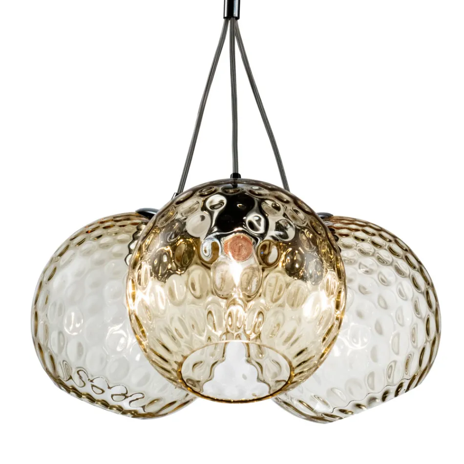 Three-Light Venetian Blown Glass Bouquet Chandelier Made in Italy - Lucilla Viadurini