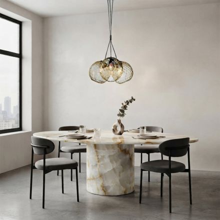 Three-Light Venetian Blown Glass Bouquet Chandelier Made in Italy - Lucilla Viadurini