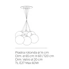 Seven-Light Chandelier in Polished or Satin Glass Made in Italy - Althea Viadurini