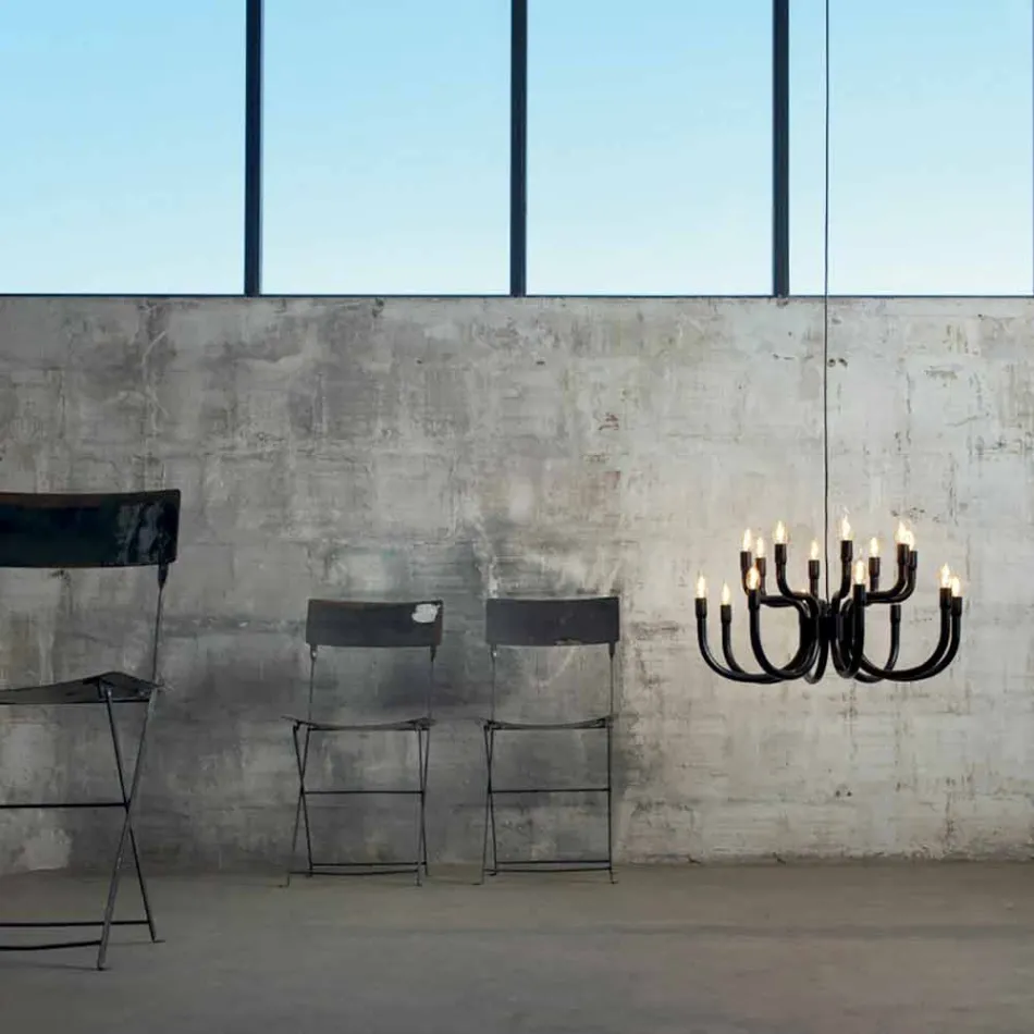 Suspension Chandelier with 16 or 32 Lights in White or Black Aluminium - Alviso Viadurini