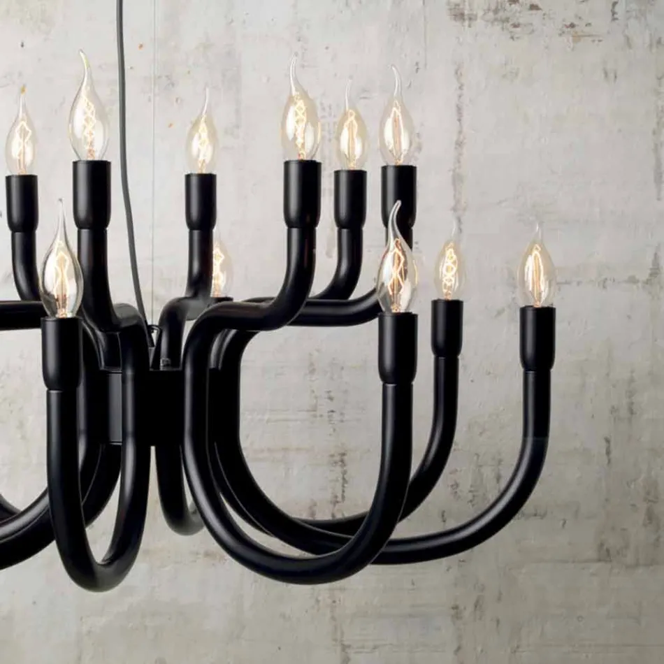 Suspension Chandelier with 16 or 32 Lights in White or Black Aluminium - Alviso Viadurini