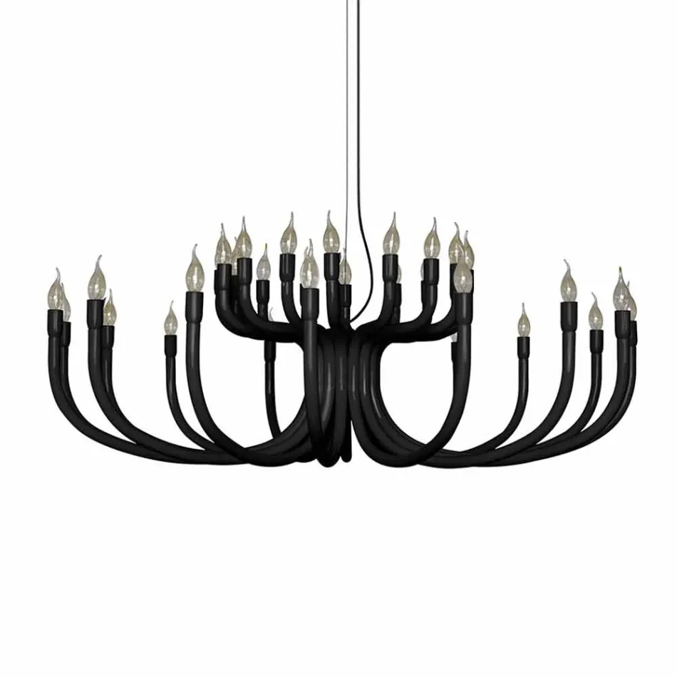 Suspension Chandelier with 16 or 32 Lights in White or Black Aluminium - Alviso Viadurini