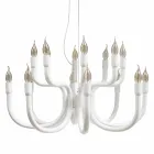 Suspension Chandelier with 16 or 32 Lights in White or Black Aluminium - Alviso Viadurini
