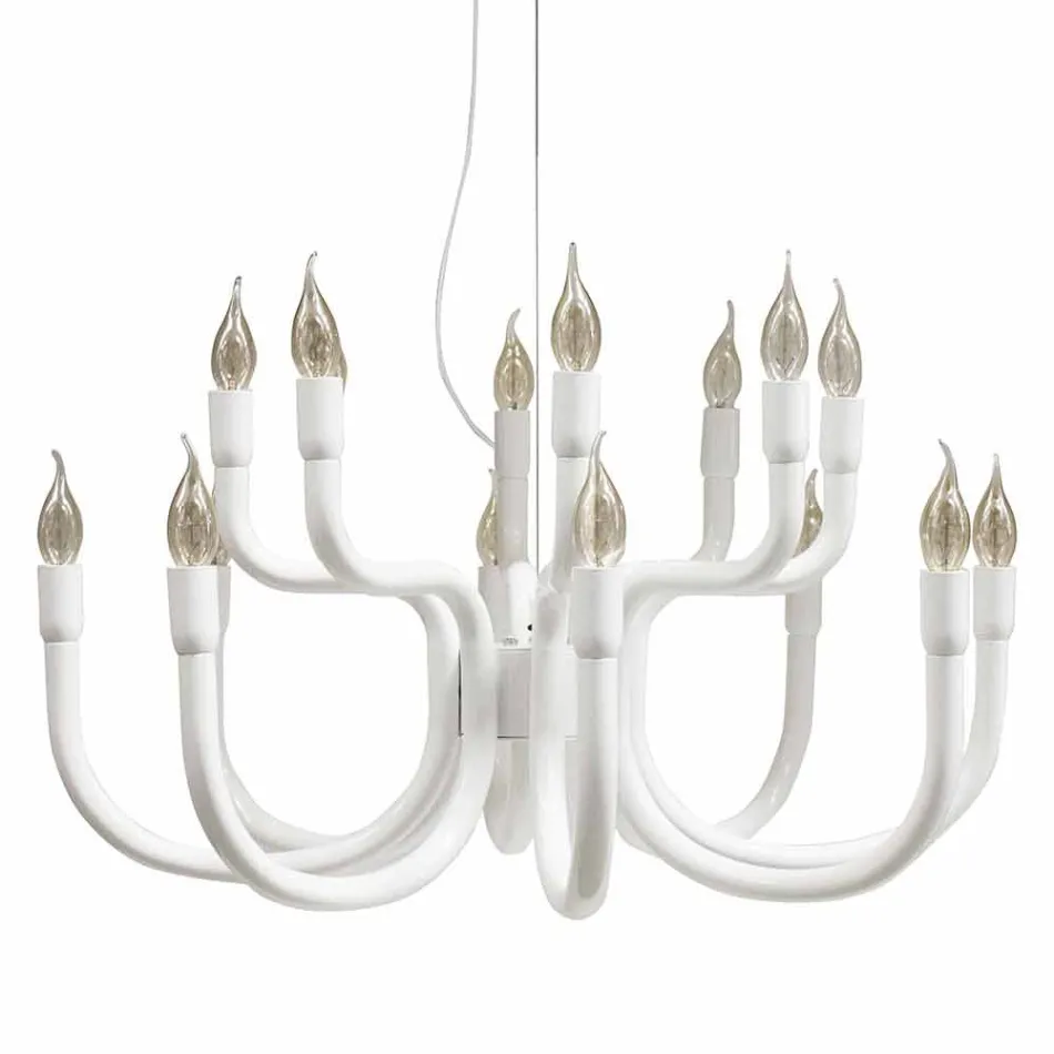 Suspension Chandelier with 16 or 32 Lights in White or Black Aluminium - Alviso Viadurini
