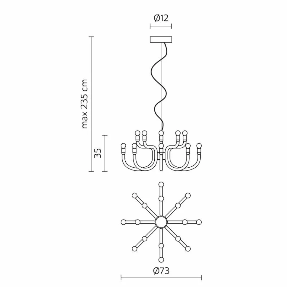 Suspension Chandelier with 16 or 32 Lights in White or Black Aluminium - Alviso Viadurini