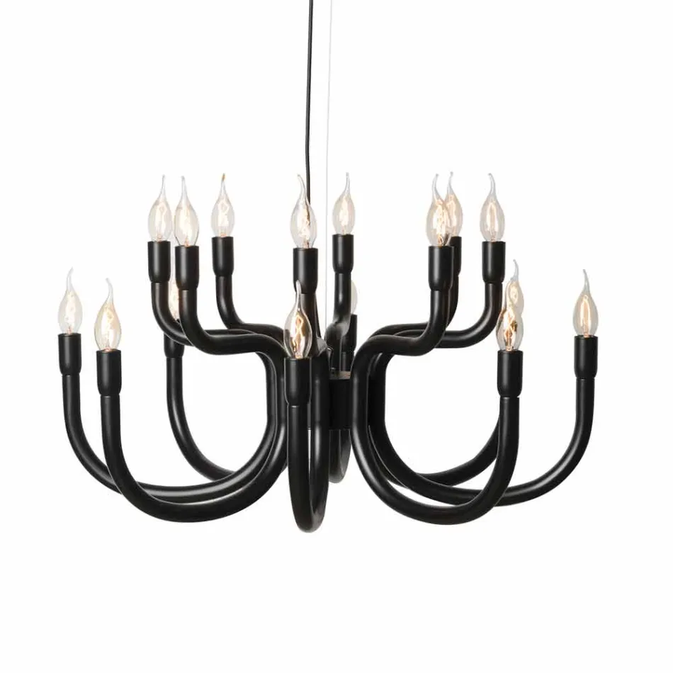 Suspension Chandelier with 16 or 32 Lights in White or Black Aluminium - Alviso Viadurini