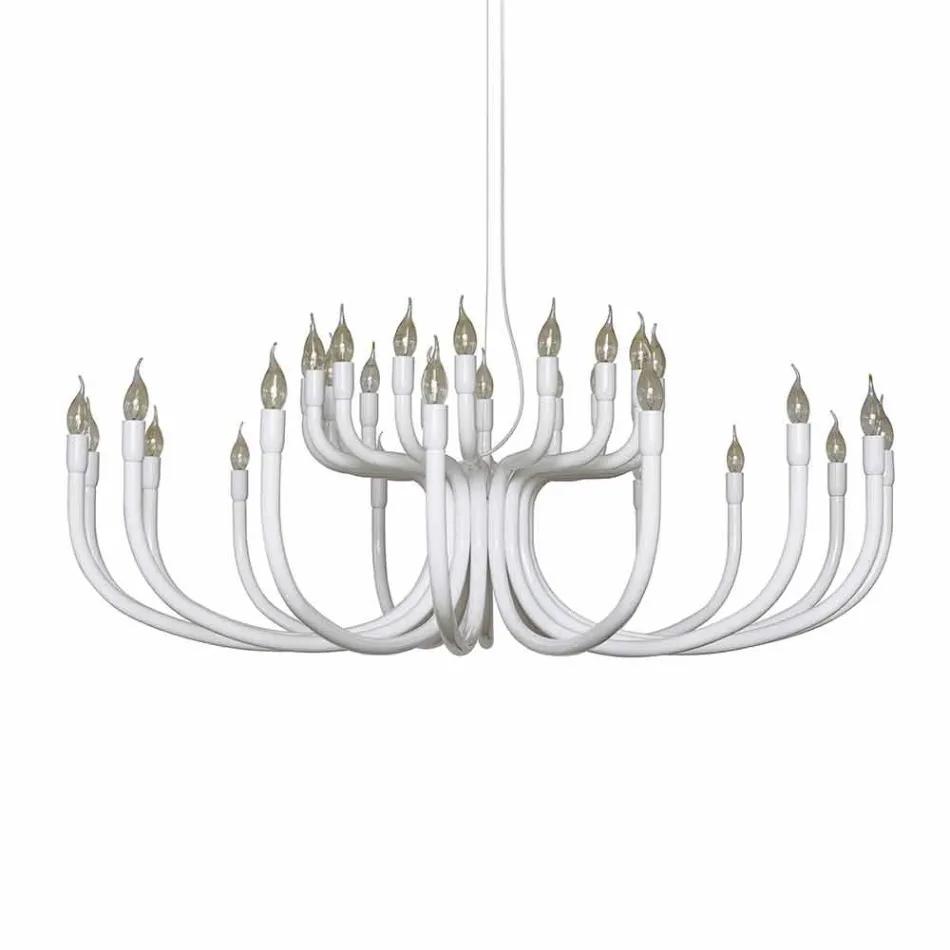 Suspension Chandelier with 16 or 32 Lights in White or Black Aluminium - Alviso Viadurini