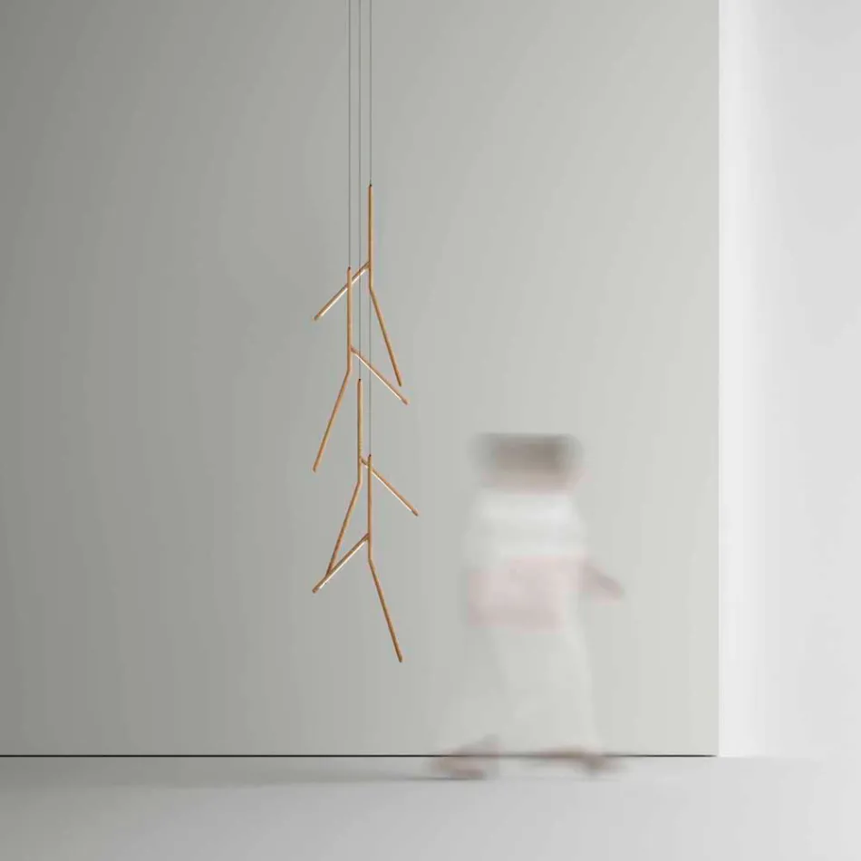 Suspension Chandelier with Unique Wooden Rosette Made in Italy - Orlov Viadurini