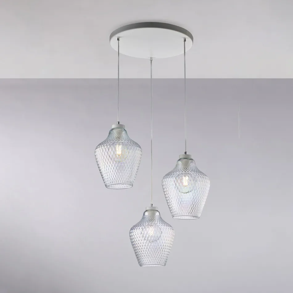 Alnitak 3-Light Black Glass Metal Pendant Light Viadurini