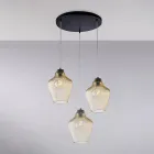 Alnitak 3-Light Black Glass Metal Pendant Light Viadurini