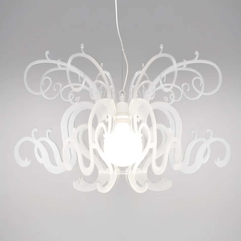 Suspension Chandelier in Recyclable White or Black Plexiglass - Sancho Viadurini