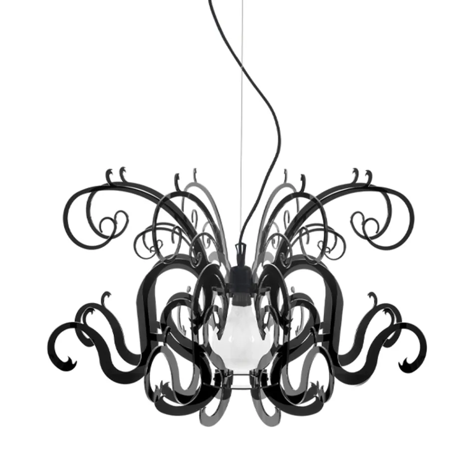 Suspension Chandelier in Recyclable White or Black Plexiglass - Sancho Viadurini