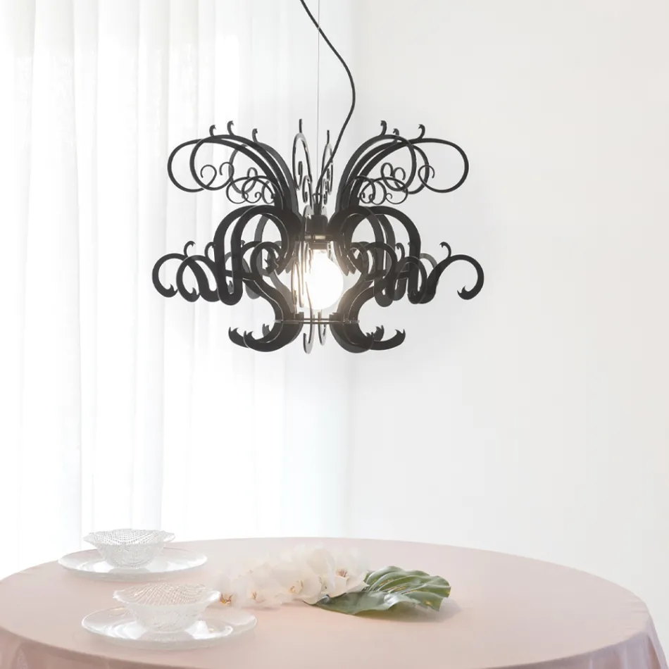 Suspension Chandelier in Recyclable White or Black Plexiglass - Sancho Viadurini