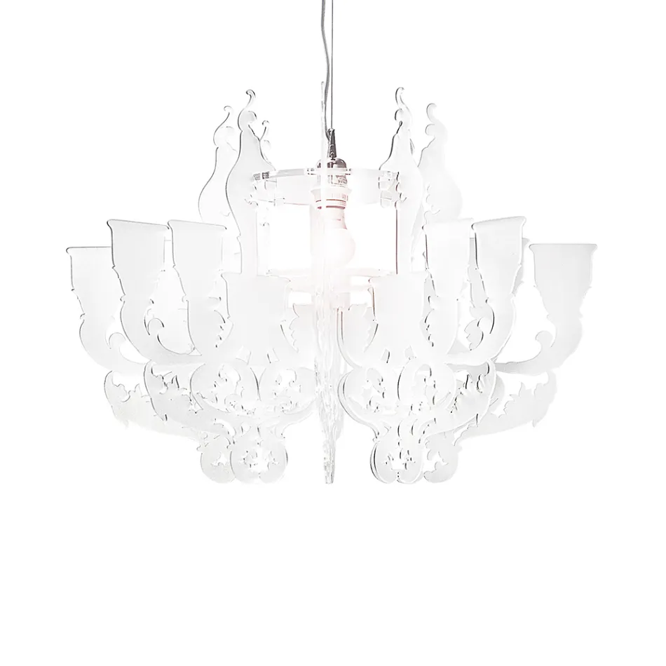 Satin White Plexiglass Pendant Lamp Made in Italy - Gea Viadurini