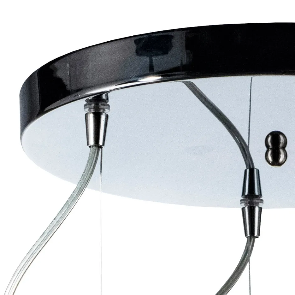 Three-Light Chandelier with Circular Bar in Blown Glass Made in Italy - Soffio Viadurini
