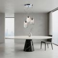 Three-Light Chandelier with Circular Bar in Blown Glass Made in Italy - Soffio