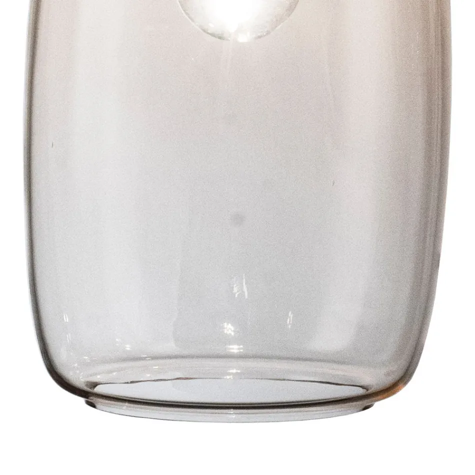Three-Light Chandelier with Circular Bar in Blown Glass Made in Italy - Soffio Viadurini