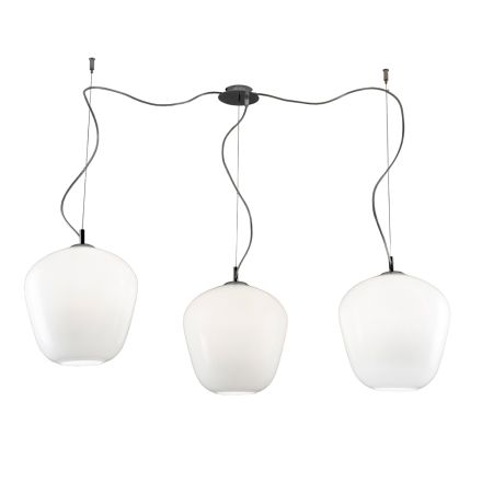 Large Off-Centered Three-Light Chandelier in Blown Glass Made in Italy - Elisia Viadurini