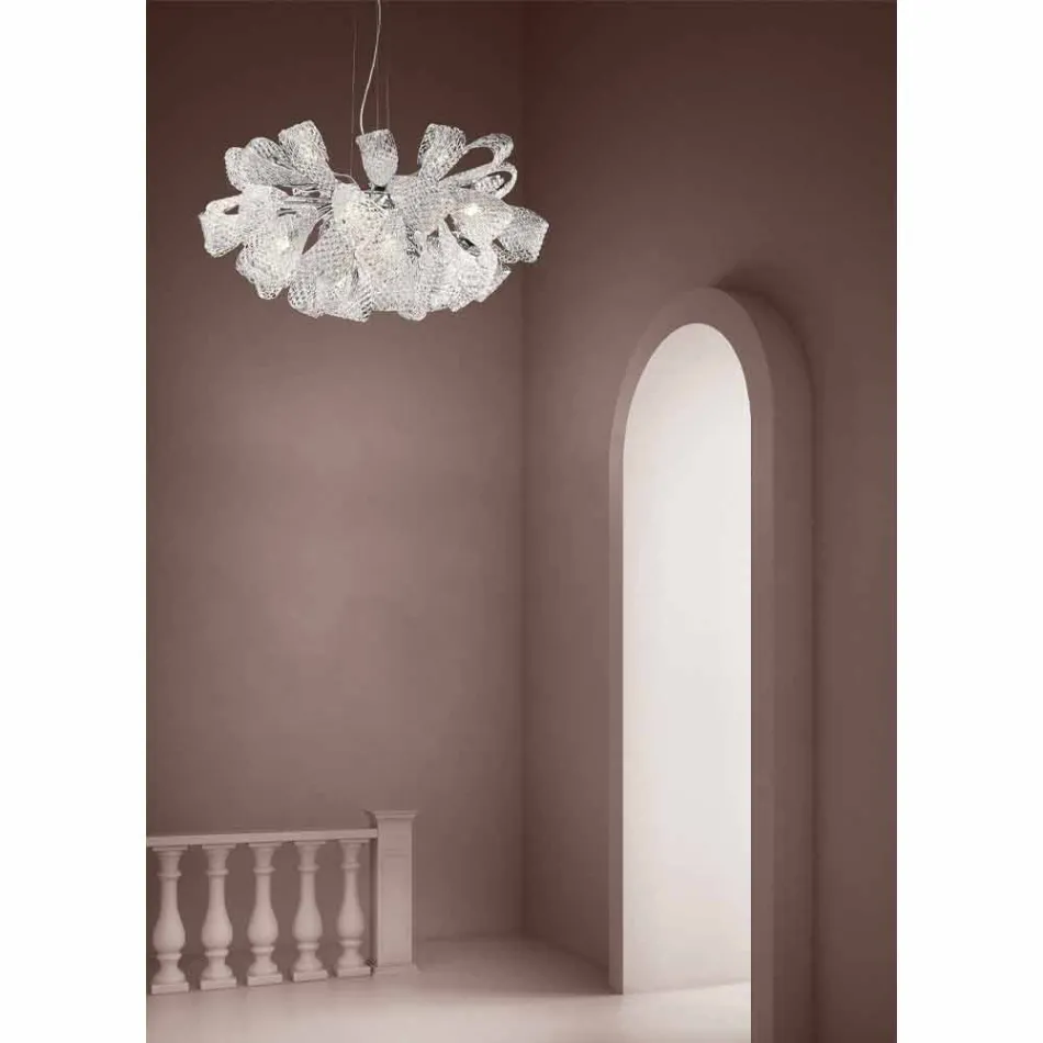 Artisan Chandelier with 21 Lights in Venetian Glass, Made in Italy - Diamonique Viadurini