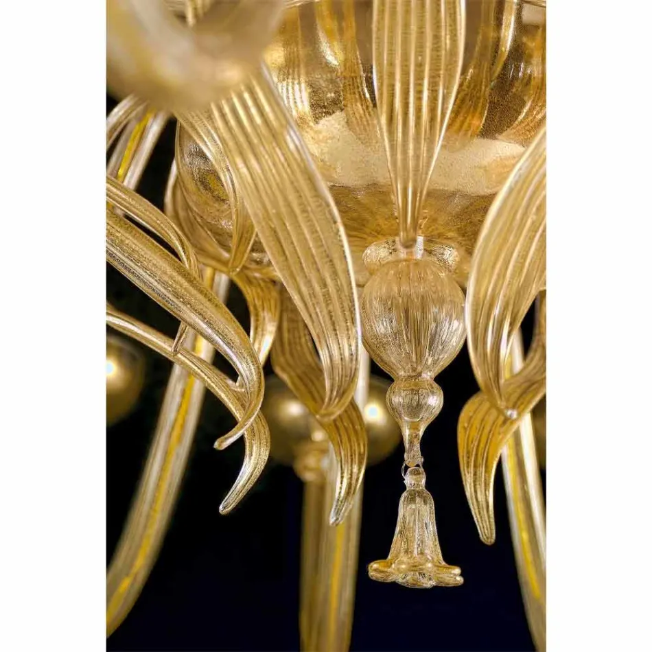 Handcrafted Chandelier with 28 Lights in Venetian Glass and Gold Made in Italy - Regina Viadurini