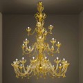 Handcrafted Venetian Glass and Gold Chandelier with 28 Lights Made in Italy - Regina