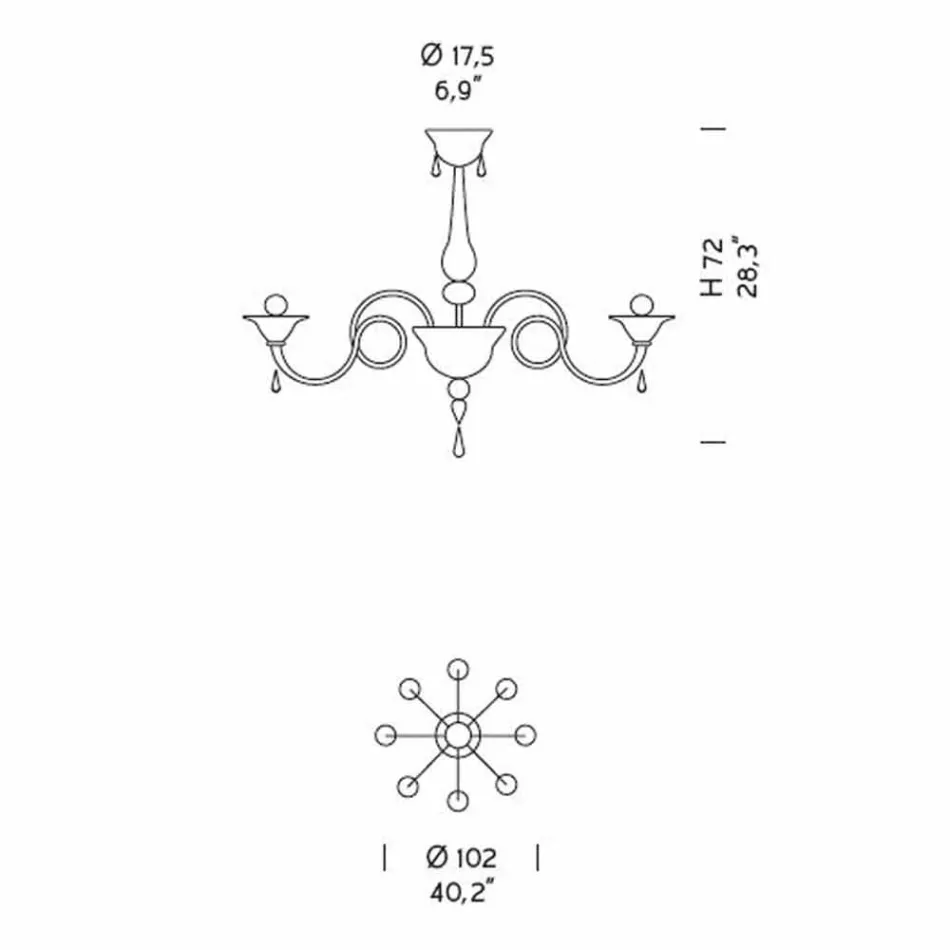 Artisan 8 Lights Chandelier in Venice Glass, Made in Italy - Margherita Viadurini