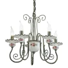 Artisan Ceramic Chandelier with Hand Decor and Antique Brass - Sanremo Viadurini