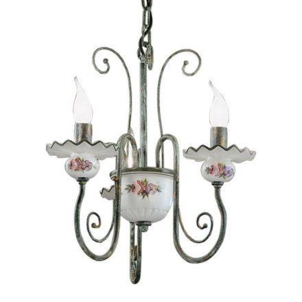 Artisan Ceramic Chandelier with Hand Decor and Antique Brass - Sanremo Viadurini