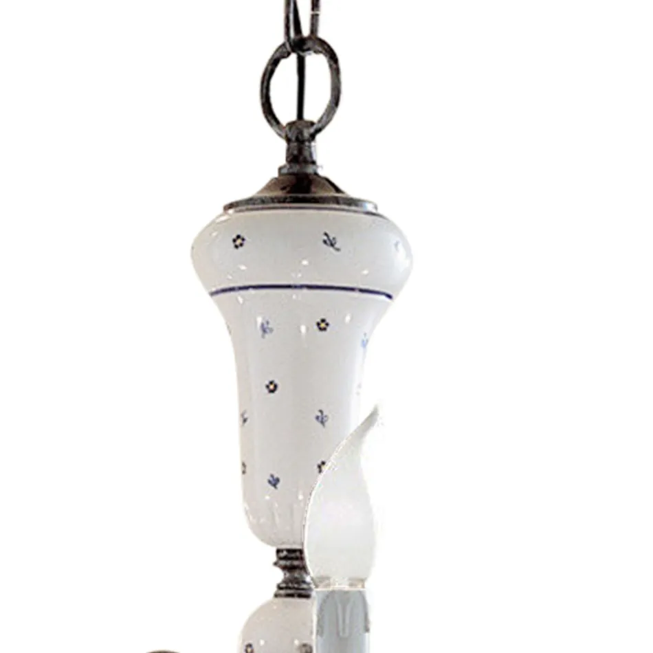 Handcrafted Ceramic and Antique Brass Chandelier - Sanremo Viadurini