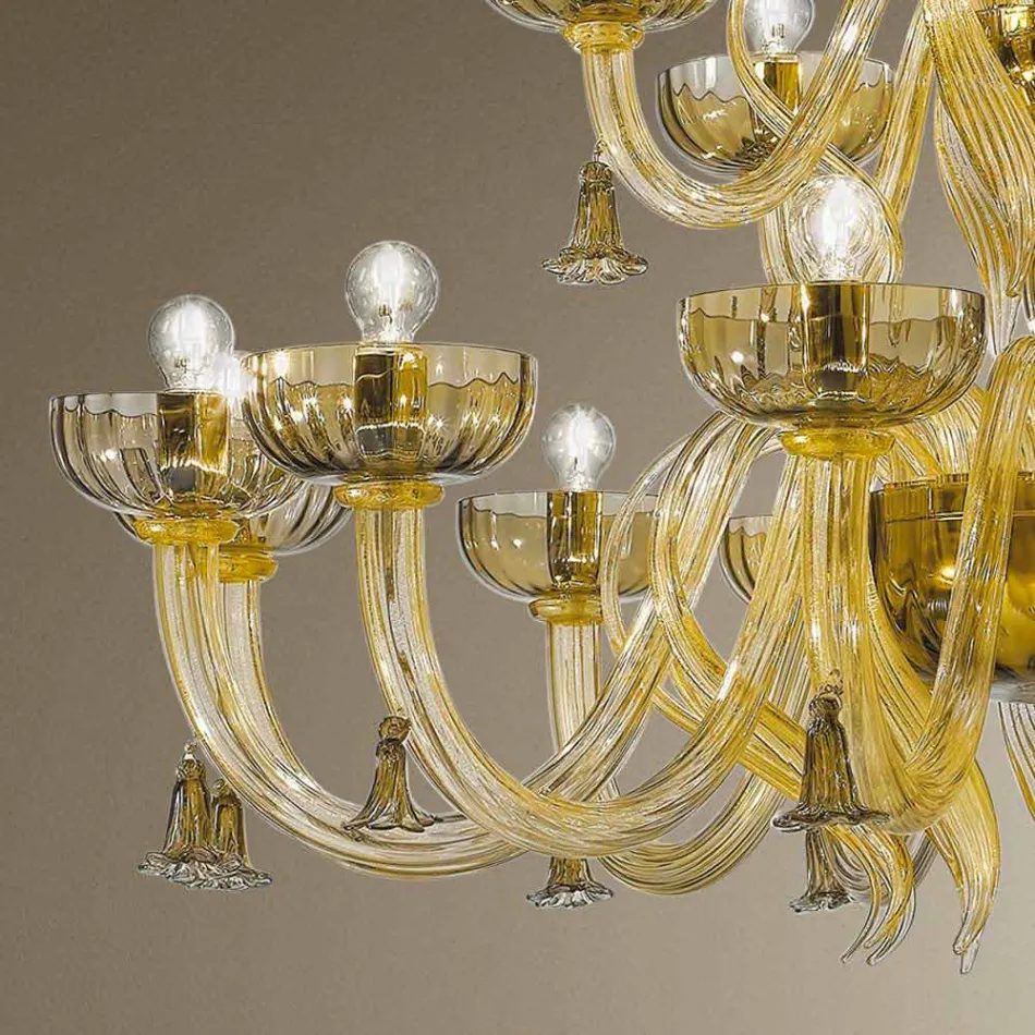 Handcrafted 18 Lights Chandelier in Venice Glass, Made in Italy - Regina Viadurini