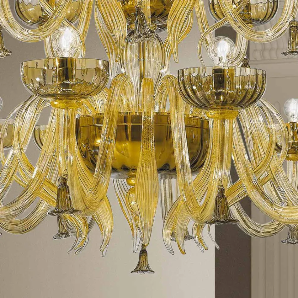 Handcrafted 18 Lights Chandelier in Venice Glass, Made in Italy - Regina Viadurini
