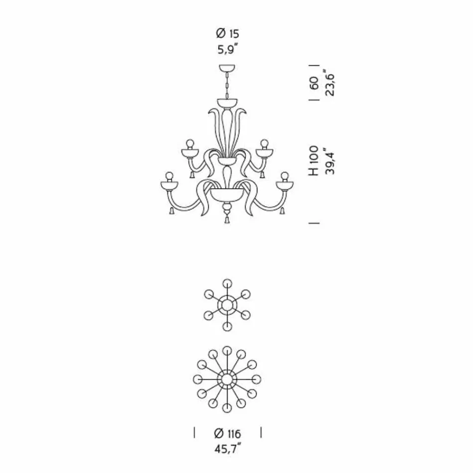 Handcrafted 18 Lights Chandelier in Venice Glass, Made in Italy - Regina Viadurini