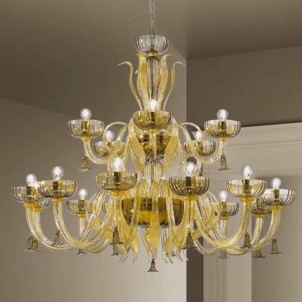 Handcrafted 18 Lights Chandelier in Venice Glass, Made in Italy - Regina Viadurini